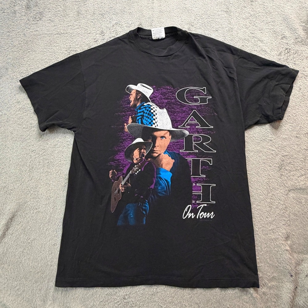 Vintage Garth Brooks On Tour T-Shirt Hanes Beefy-T Large 90s Country Music Black